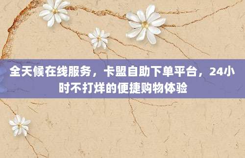 全天候在线服务，卡盟自助下单平台，24小时不打烊的便捷购物体验