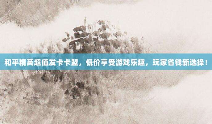 和平精英超值发卡卡盟，低价享受游戏乐趣，玩家省钱新选择！