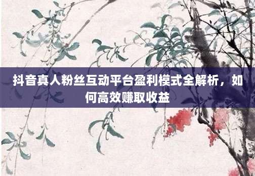 抖音真人粉丝互动平台盈利模式全解析，如何高效赚取收益