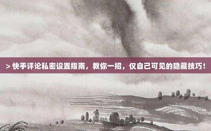 > 快手评论私密设置指南，教你一招，仅自己可见的隐藏技巧！