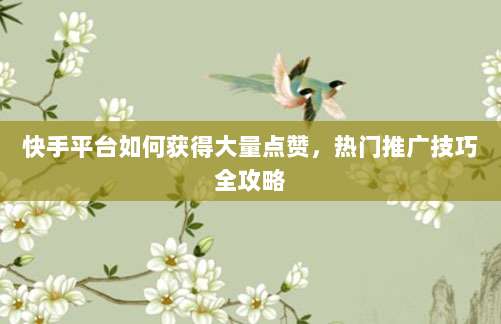 快手平台如何获得大量点赞，热门推广技巧全攻略