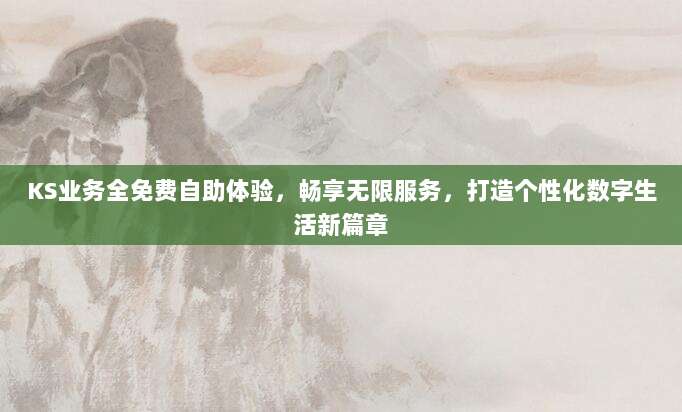 KS业务全免费自助体验，畅享无限服务，打造个性化数字生活新篇章