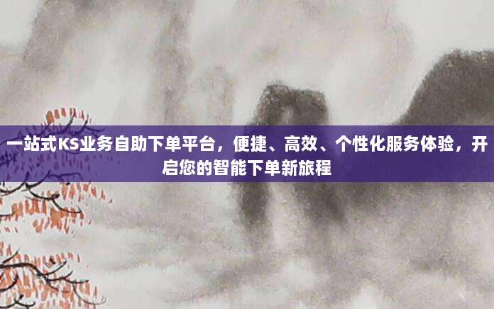 一站式KS业务自助下单平台，便捷、高效、个性化服务体验，开启您的智能下单新旅程