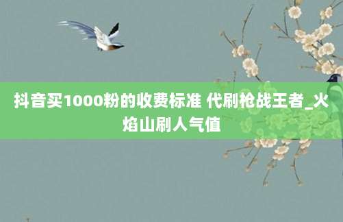 抖音买1000粉的收费标准 代刷枪战王者_火焰山刷人气值