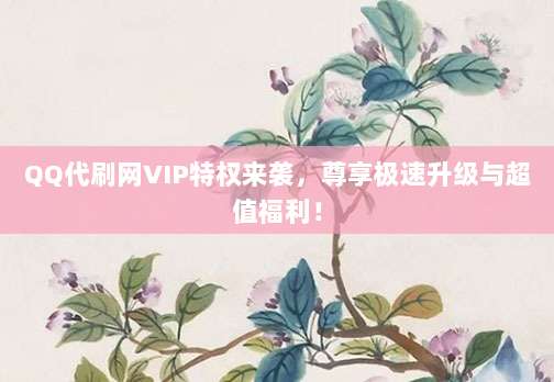 QQ代刷网VIP特权来袭，尊享极速升级与超值福利！