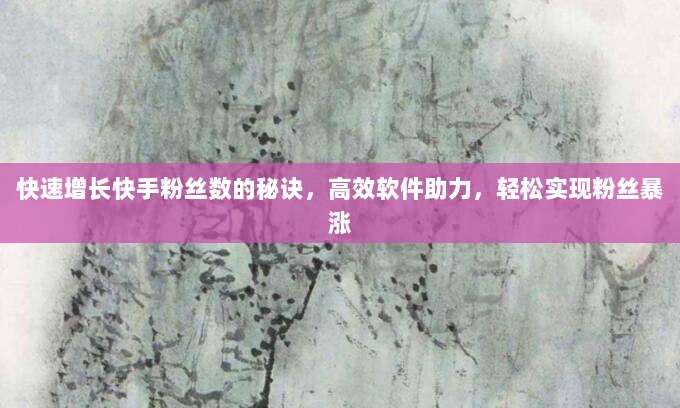 快速增长快手粉丝数的秘诀，高效软件助力，轻松实现粉丝暴涨