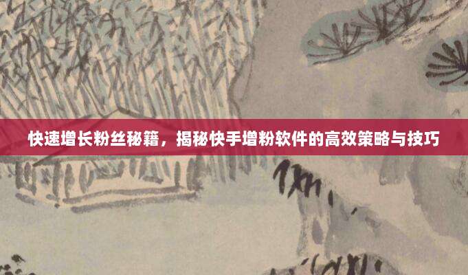 快速增长粉丝秘籍，揭秘快手增粉软件的高效策略与技巧