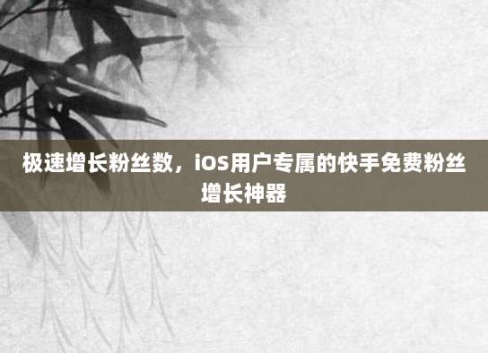 极速增长粉丝数，iOS用户专属的快手免费粉丝增长神器
