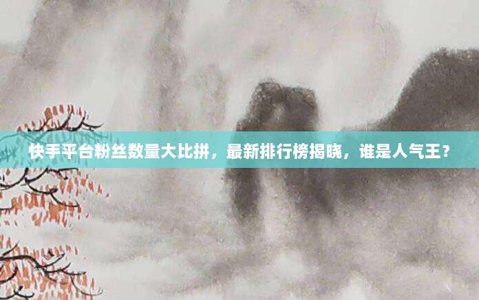 快手平台粉丝数量大比拼，最新排行榜揭晓，谁是人气王？